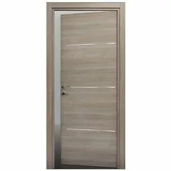 Castorama Bloc-porte Geom Triaconta écru H.204 X L.63cm, Poussant Droit