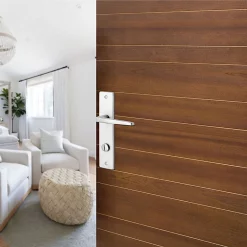 Castorama Ensemble Poignée Sur Plaque Rectangulaire à Condamnation Colan Effet Argenté Satin Gris L.106mm X L.39.8mm Entraxe 165mm