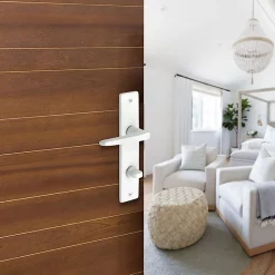 Castorama Ensemble Poignée Sur Plaque Rectangulaire à Condamnation Colan Satin Blanc L.106mm X L.39.8mm Entraxe 165mm