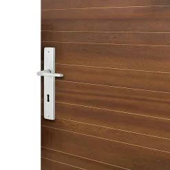 Castorama Ensemble Poignée Sur Plaque Rectangulaire Serrure Colan Effet Argenté Satin Gris L.106mm X L.39.8mm Entraxe 195mm