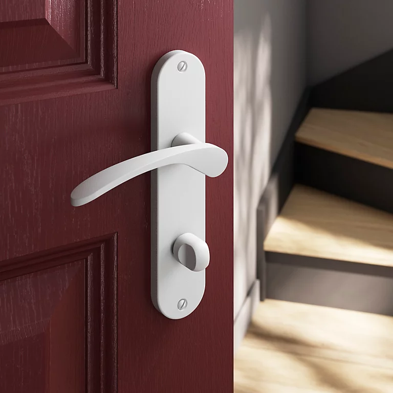 Castorama Ensemble Poignée Sur Plaque Rond à Condamnation GoodHome Beare Mat Blanc L.110.5mm X L.40mm Entraxe 165mm 1 Castorama Ensemble Poignée Sur Plaque Rond à Condamnation GoodHome Beare Mat Blanc L.110.5mm X L.40mm Entraxe 165mm