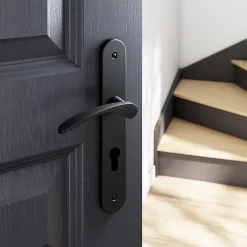 Castorama Ensemble Poignée Sur Plaque Rondcylindre GoodHome Beare Effet Nickel Mat Noir L.110.5mm X L.40mm Entraxe 195mm