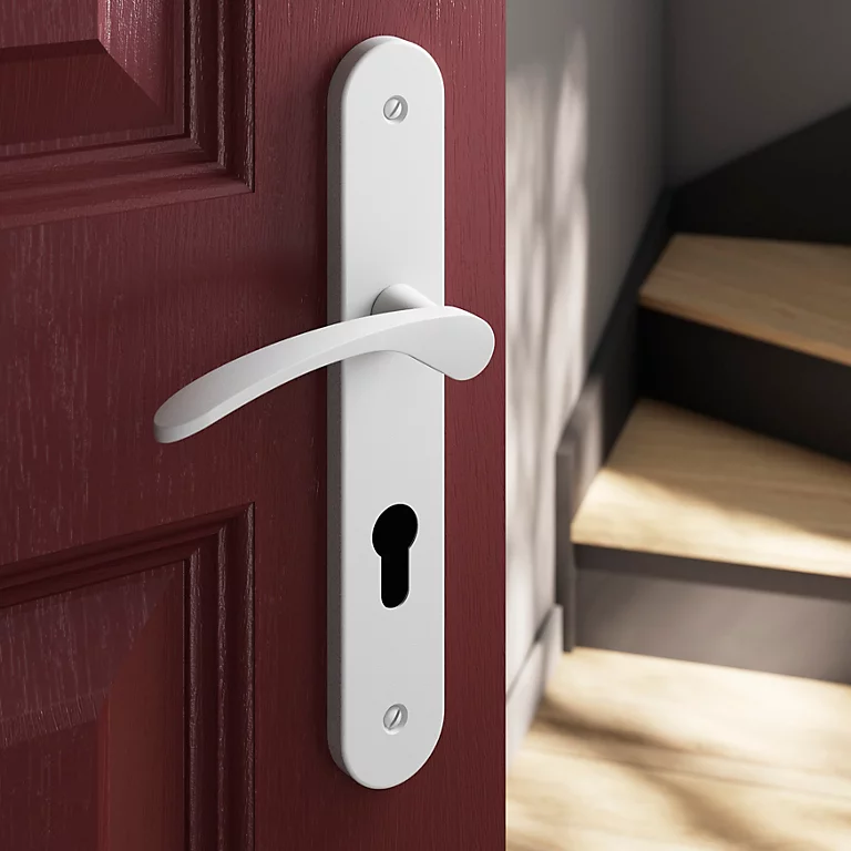 Castorama Ensemble Poignée Sur Plaque Rondcylindre GoodHome Beare Mat Blanc L.110.5mm X L.40mm Entraxe 195mm 1 Castorama Ensemble Poignée Sur Plaque Rondcylindre GoodHome Beare Mat Blanc L.110.5mm X L.40mm Entraxe 195mm