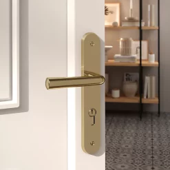 Castorama Ensemble Poignée Sur Plaque Rondcylindre GoodHome Tudy Effet Laiton Brillant Doré L.119mm X L.41mm Entraxe 195mm