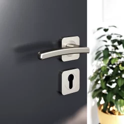 Castorama Ensemble Poignée Sur Rosace Carré à Visser GoodHome Irvil Effet Nickel Satin Gris Ø52.5mm