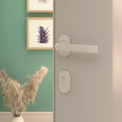 Castorama Ensemble Poignée Sur Rosace Incurvé à Visser GoodHome Primel Mat Blanc