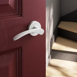 Castorama Ensemble Poignée Sur Rosace Rond à Visser GoodHome Beare Mat Blanc Ø50mm