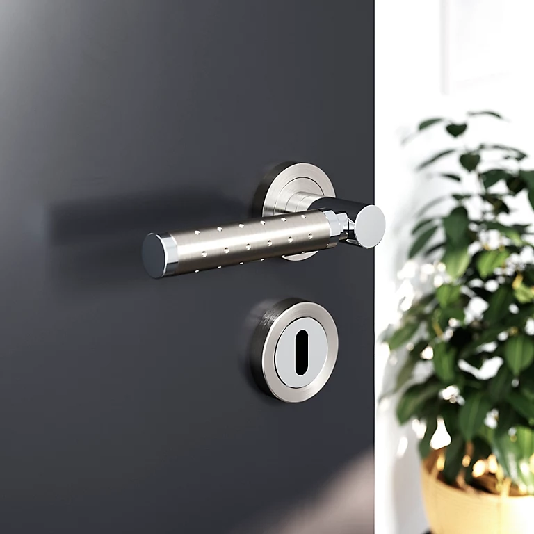 Castorama Ensemble Poignée Sur Rosace Rond à Visser GoodHome Brigg Effet Chrome Et Nickel Gris Ø50mm 1 Castorama Ensemble Poignée Sur Rosace Rond à Visser GoodHome Brigg Effet Chrome Et Nickel Gris Ø50mm