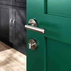 Castorama Ensemble Poignée Sur Rosace Rond à Visser GoodHome Dizel Effet Nickel Satin Gris Ø50mm