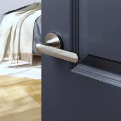 Castorama Ensemble Poignée Sur Rosace Rond à Visser GoodHome Garlan Effet Nickel Satin Gris Ø50mm