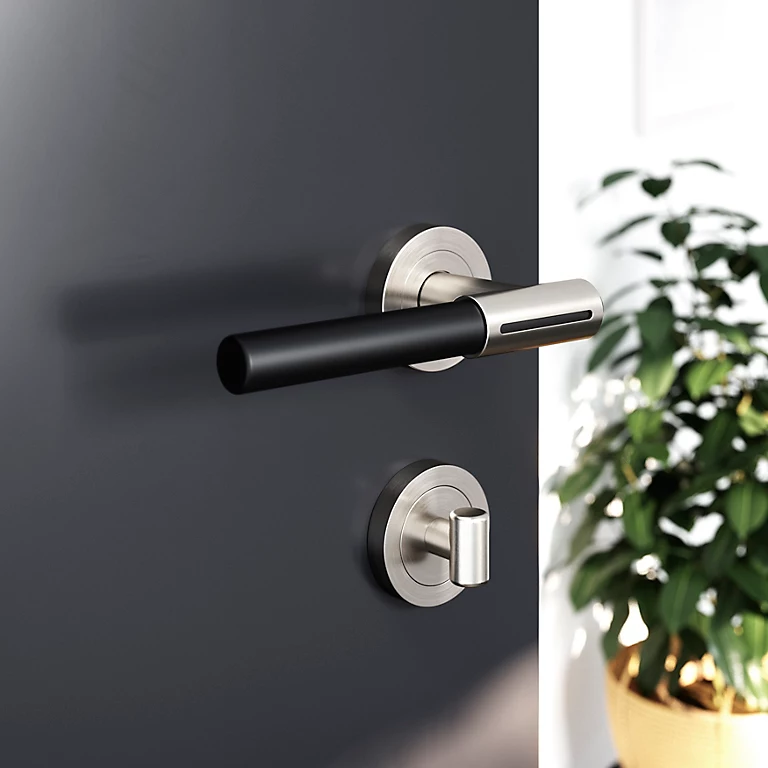 Castorama Ensemble Poignée Sur Rosace Rond à Visser GoodHome Hezo Effet Nickel Satin Gris Ø50mm 1 Castorama Ensemble Poignée Sur Rosace Rond à Visser GoodHome Hezo Effet Nickel Satin Gris Ø50mm