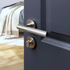 Castorama Ensemble Poignée Sur Rosace Rond à Visser GoodHome Irus Effet Nickel Satin Gris Ø50mm