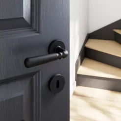 Castorama Ensemble Poignée Sur Rosace Rond à Visser GoodHome Kilhog Mat Noir Ø50mm