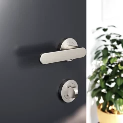 Castorama Ensemble Poignée Sur Rosace Rond à Visser GoodHome Minzh Effet Nickel Satin Gris Ø50mm