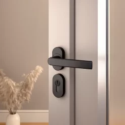 Castorama Ensemble Poignée Sur Rosace Sel Scroll à Visser GoodHome Primel Mat Gris Anthracite