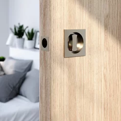 Castorama Galandage Carré à Visser à Condamnation GoodHome Irvil Effet Nickel Satin Gris Ø55.5mm