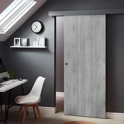 Castorama Porte Coulissante Exmoor Gris H.204 X L.83 Cm + Système Coulissant Oléni