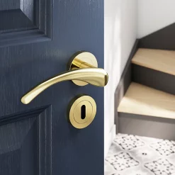 Castorama Rosace De Fonction Rond à Visser à Serrure GoodHome Duod Effet Laiton Or Ø50mm