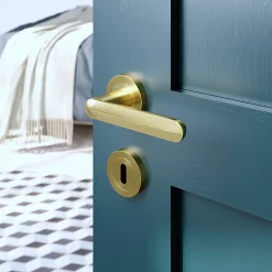 Castorama Rosace De Fonction Rond à Visser à Serrure GoodHome Duod Effet Laiton Satin Or Ø50mm