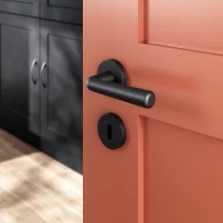 Castorama Rosace De Fonction Rond à Visser à Serrure GoodHome Duod Mat Noir Ø50mm