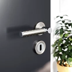 Castorama Rosace De Fonction Rond à Visser à Serrure GoodHome Duod Zamac Effet Chrome Et Nickel Satin Gris Ø52mm